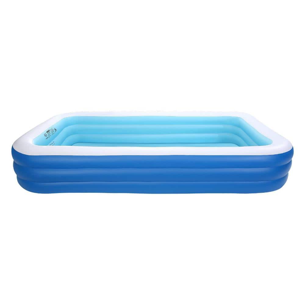 egrace Inflatable Rectangular Swimming Pool, 118"x67"x20" Large Blow Up Family Pool for Backyard