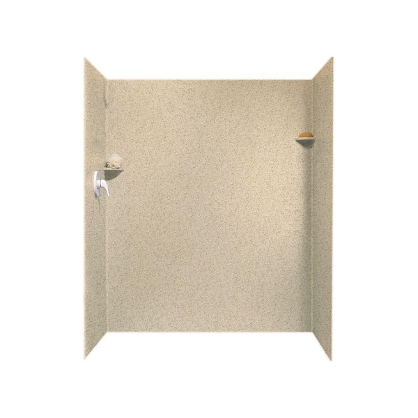 Swan 36 in. x 60 in. x 72 in. 3-piece Easy Up Adhesive Alcove Shower Surround in Bermuda Sand