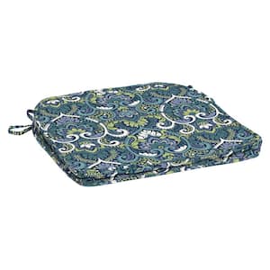 ProFoam 19 in. x 20 in. Outdoor Rounded Back Seat Cushion Cover, Sapphire Aurora Blue Damask
