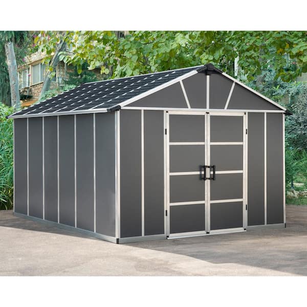 Yukon 11 ft. x 13 ft. Dark Gray Large Garden Outdoor Storage Shed with Floor