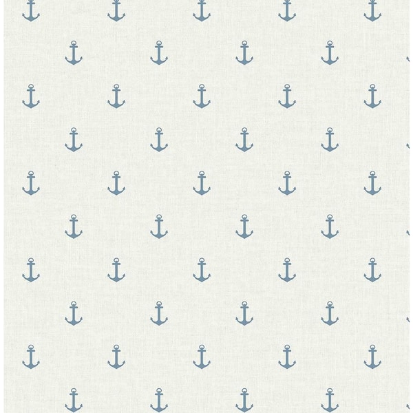 56 sq. ft. Blue Oasis Cape Cod Anchors Unpasted Paper Wallpaper Roll