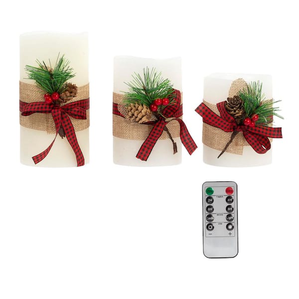 CTG Set Of Three LED Wax Unscented Flameless Candle