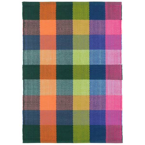 Happy Plaid Handwoven Multi 3 ft. x 5 ft. Outdoor Area Rug