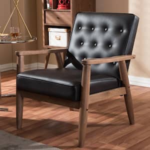 Sorrento Mid-Century Dark Brown Faux Leather Upholstered Accent Chair