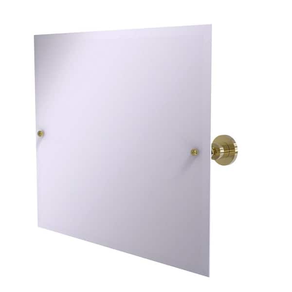 Allied Brass Astor Place Frameless Landscape Rectangular Tilt Mirror with Beveled Edge in Unlacquered Brass