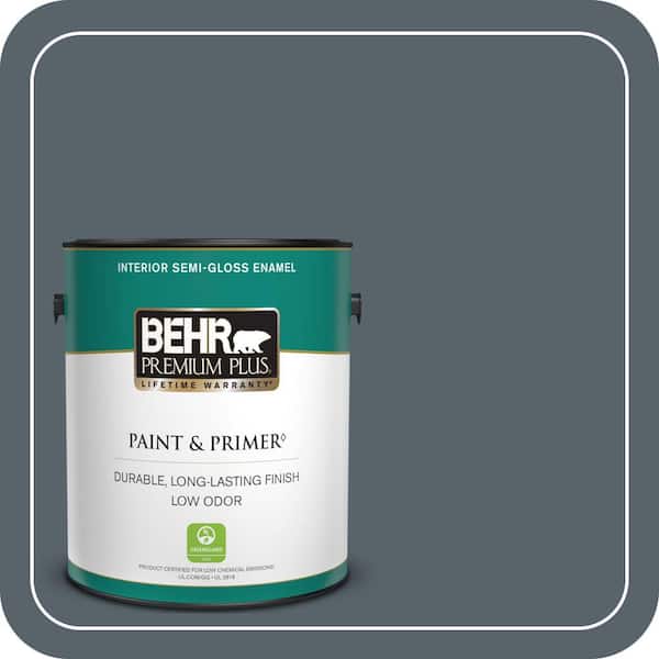 BEHR PREMIUM PLUS 1 gal. #N490-6 Calligraphy Semi-Gloss Enamel Low Odor Interior Paint & Primer