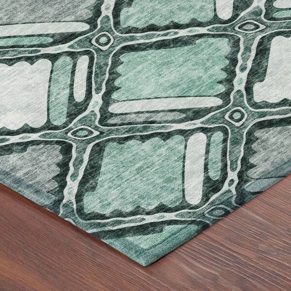 Chantille Machine Washable Indoor/Outdoor Abstract ACN2800 Aqua 10 ft. x 14 ft. Area Rug