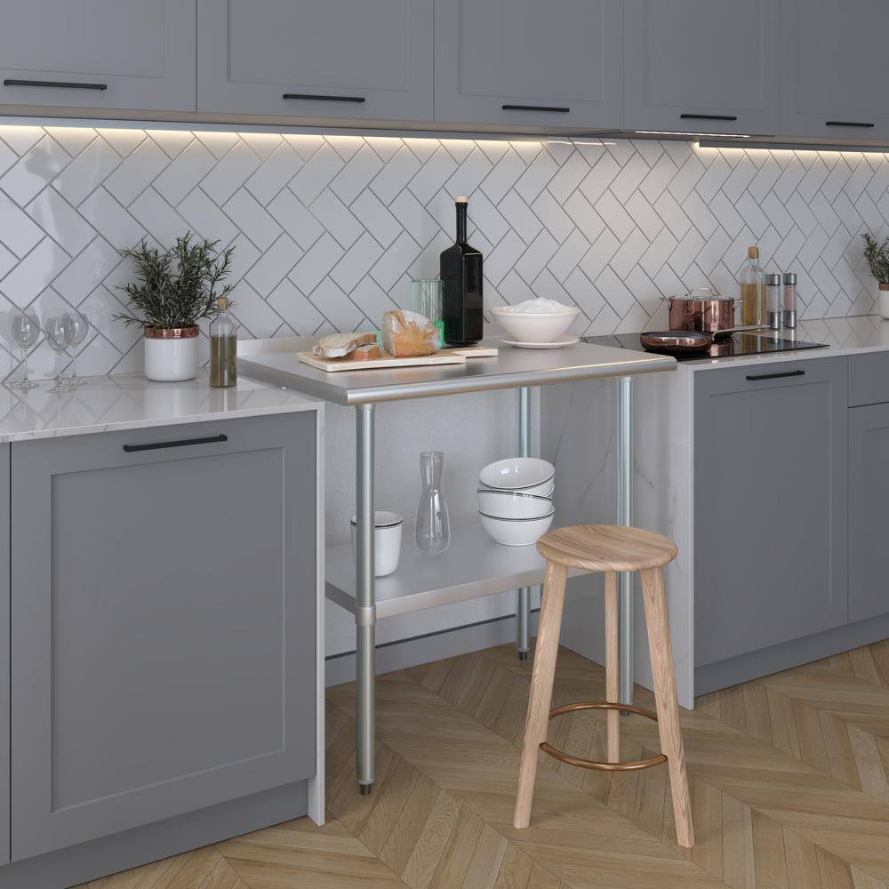 36 Inch Stainless Steel Kitchen Utility Table with Adjustable Shelf