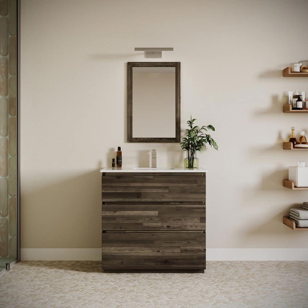 Formosa 35" Brown Engineered Wood Freestanding Vanity Base