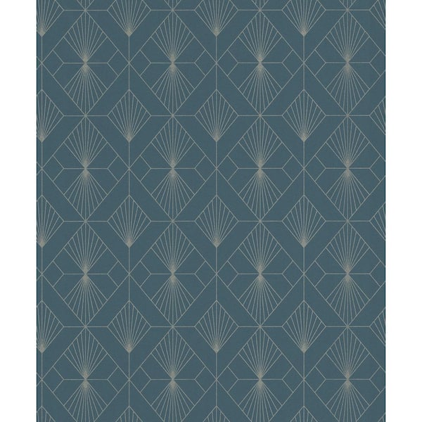 Henri Dark Green Geometric Paper Strippable Roll (Covers 56.4 sq. ft.)