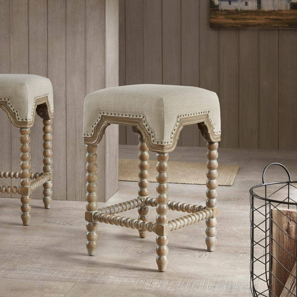 Madison Park Davisina 25.75 in. Light Grey Wood Counter Stool MP104 ...