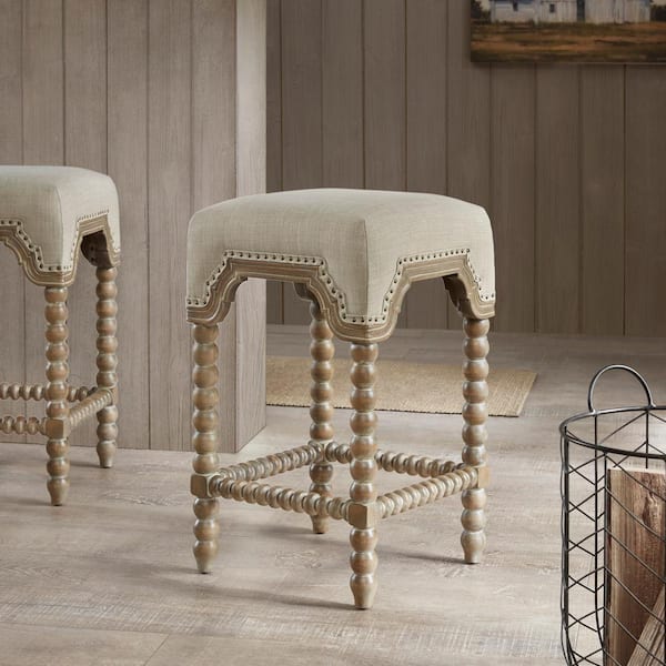 Daviesia 25.75 in. Light Grey Wood Counter Stool