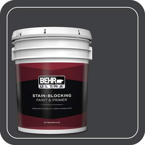 BEHR ULTRA 5 gal. Home Decorators Collection #HDC-MD-04 Totally Black Flat Exterior Paint & Primer