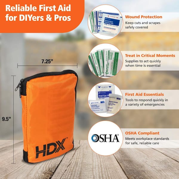 HDX Zipper Pouch 200 Piece First Aid Kit 52420 - The Home Depot