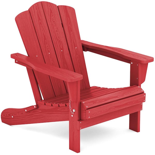 Phewnyzo 32.5 in. x 29.1 in. x 35.8 in. Red High Density Polyethylene Adirondack For Outdoor
