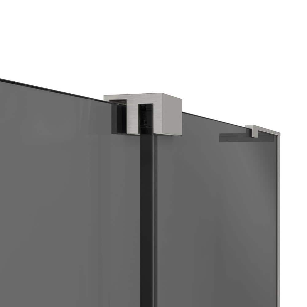 Mirage-X Brushed Nickel Frameless Sliding Tub Door with Smoke Gray Glass