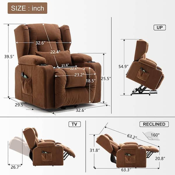 Lucklife Brown Power Lift Recliner Chairs for Elderly with Heated Massage,  Lumbar Pillow HD-H1150-BROWN-KD - The Home Depot