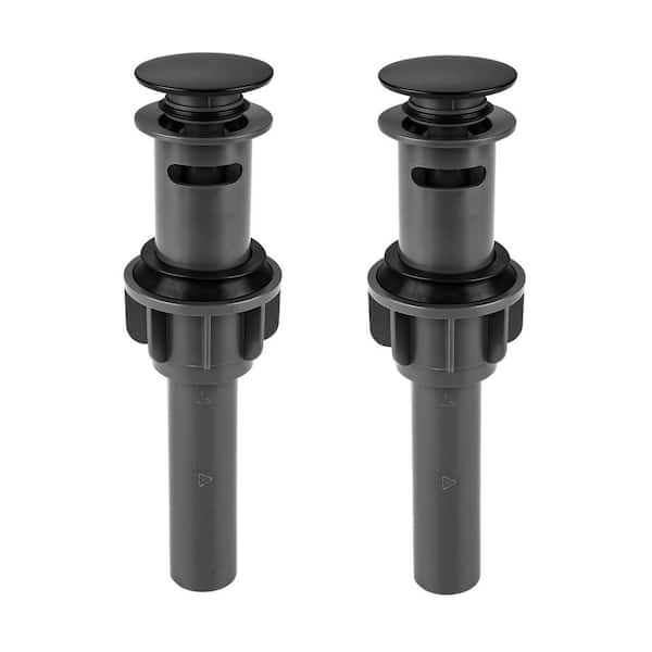 IVIGA Standard 1-1/4 in. Stainless Steel Bathroom Sink Pop Up Drain with Overflow in Matte Black (2 Piece)