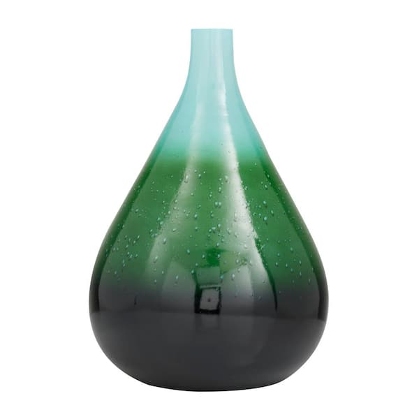 Novogratz 18 in. Green Ombre Glass Decorative Vase