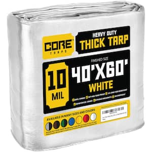 40 ft. x 60 ft. White 10 Mil Heavy Duty Polyethylene Tarp, Waterproof, UV Resistant, Rip and Tear Proof