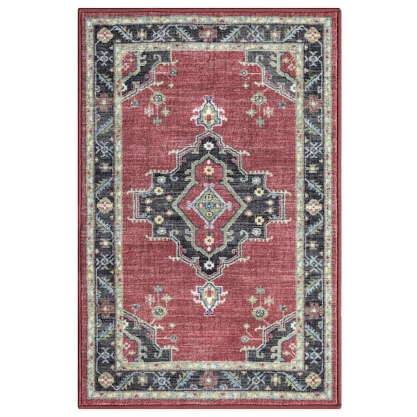 Concord Global Trading Eden Collection Heriz Medallion Red 2 ft. x 3 ft. Machine Washable Traditional Indoor Area Rug