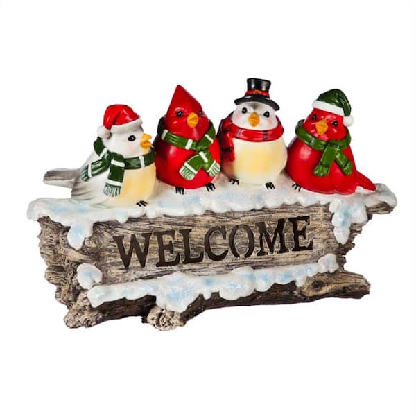 Evergreen Welcome Winter Birds 16 in. Garden Statue