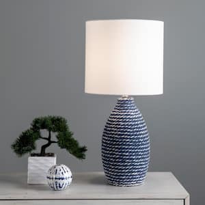 Delta 27 in. Blue Ceramic Contemporary Table Lamp with Shade