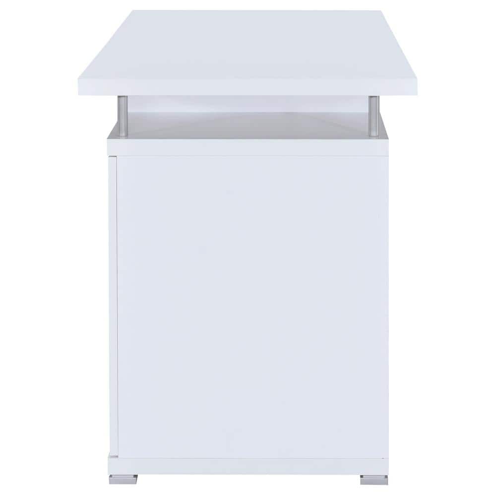 Contemporary White Home Office Desk with Sleek Storage