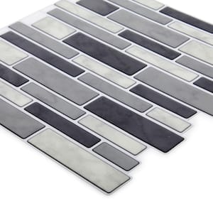 Self-Adhesive 10 in. x 10 in. Grey 6-Pieces Slim Subway Peel and Stick Backsplash Wall Tiles