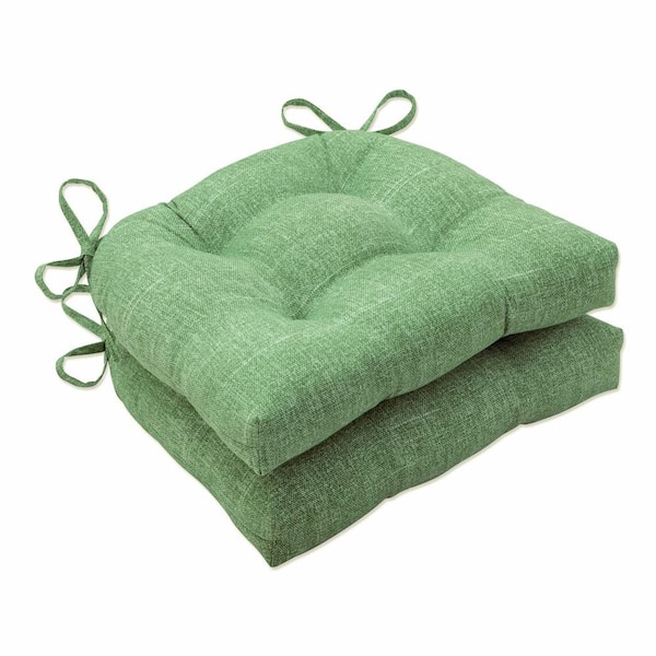 Pillow Perfect Solid 16 in. x 15.5 in. Outdoor Dining Chair Cushion in Green (Set of 2)