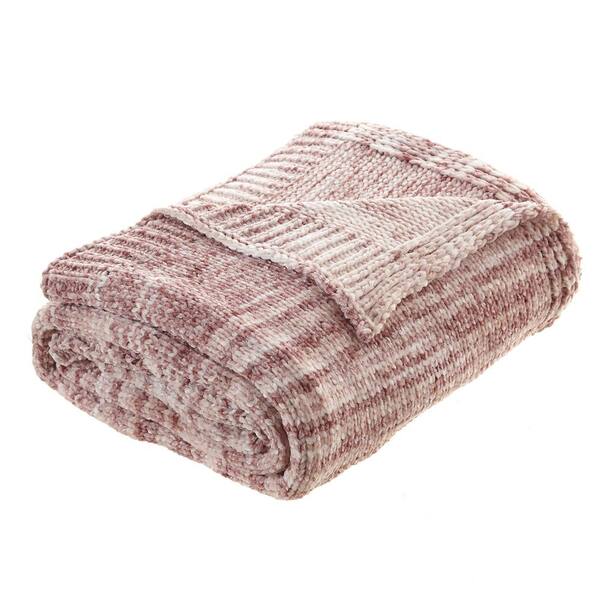 COZY TYME Darryl Blush Space Dye Chenille Polyester 50 in. x 60 in. Throw  Blanket T292-20BH-HD - The Home Depot