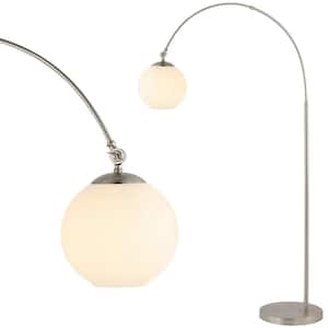 Nora 71 in. Nickel/White Coastal Vintage Iron LED Floor Lamp