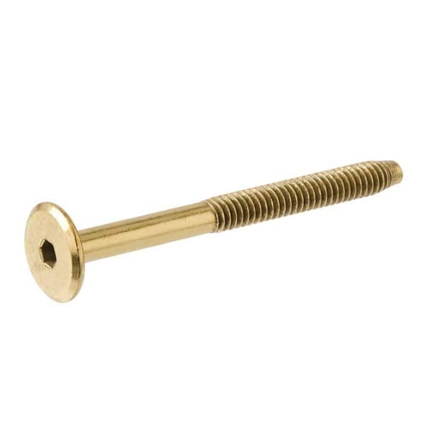 Everbilt 1/4 in. x 1-15/16 in. Brass-Plated Narrow Shank Hex-Drive Connecting Bolt (4-Piece)