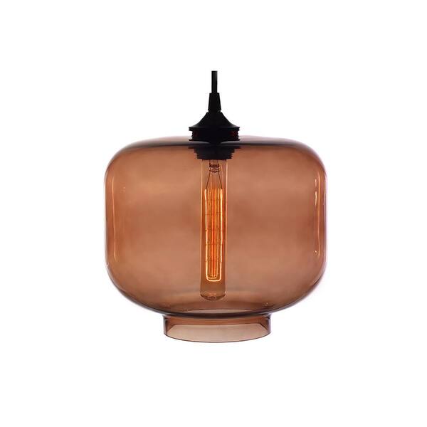 Warehouse of Tiffany Xavier 1-Light Black Pendant with Brown Shade
