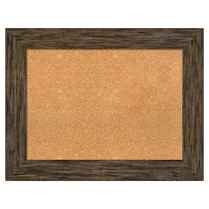 Fencepost Brown Wood Framed Natural Corkboard 35 in. x 27 in. bulletin Board Memo Board