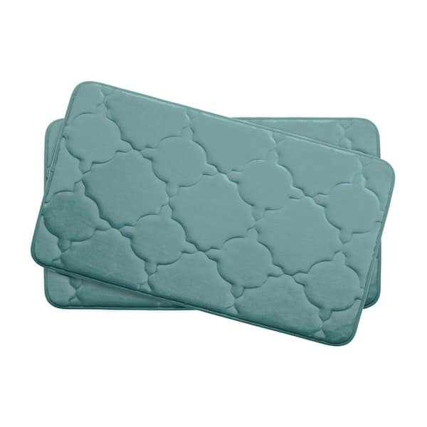 BounceComfort Dorothy Marine Blue 17 in. x 24 in. Memory Foam 2-Piece Bath Mat Set