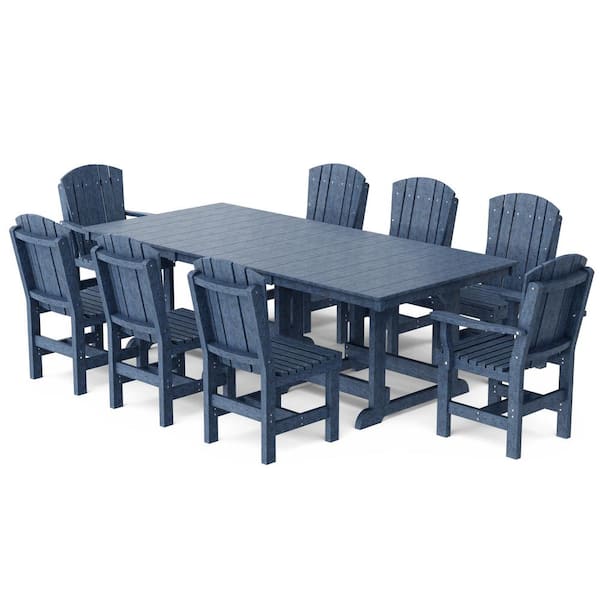 Heritage Patriot Blue 9-Piece Plastic Outdoor Patio Dining Set