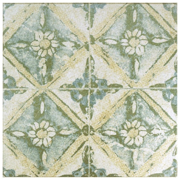 Merola Tile Klinker Retro Blanco Dafodil Encaustic 12-3/4 in. x 12-3/4 in. Ceramic Floor and Wall Quarry Tile (1.13 sq. ft./Each)