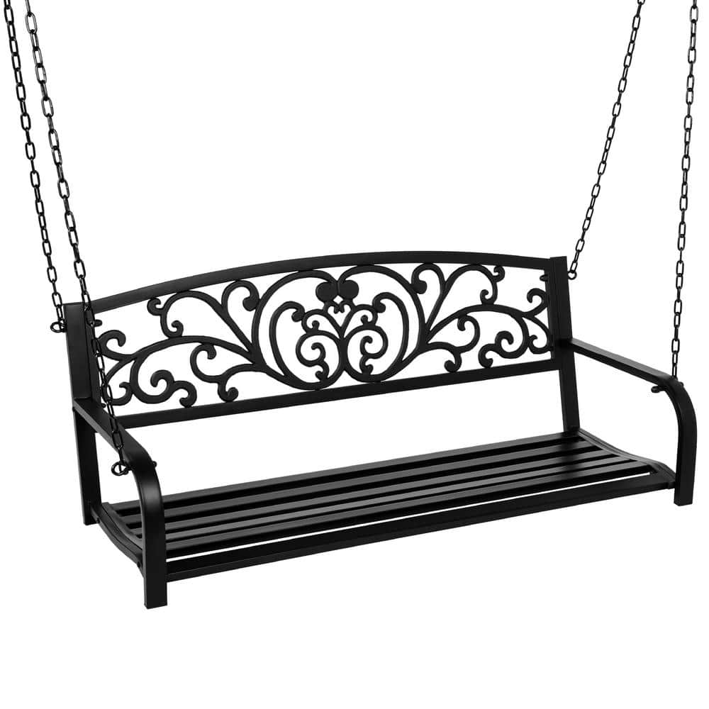 2-Person Black Metal Porch Swing