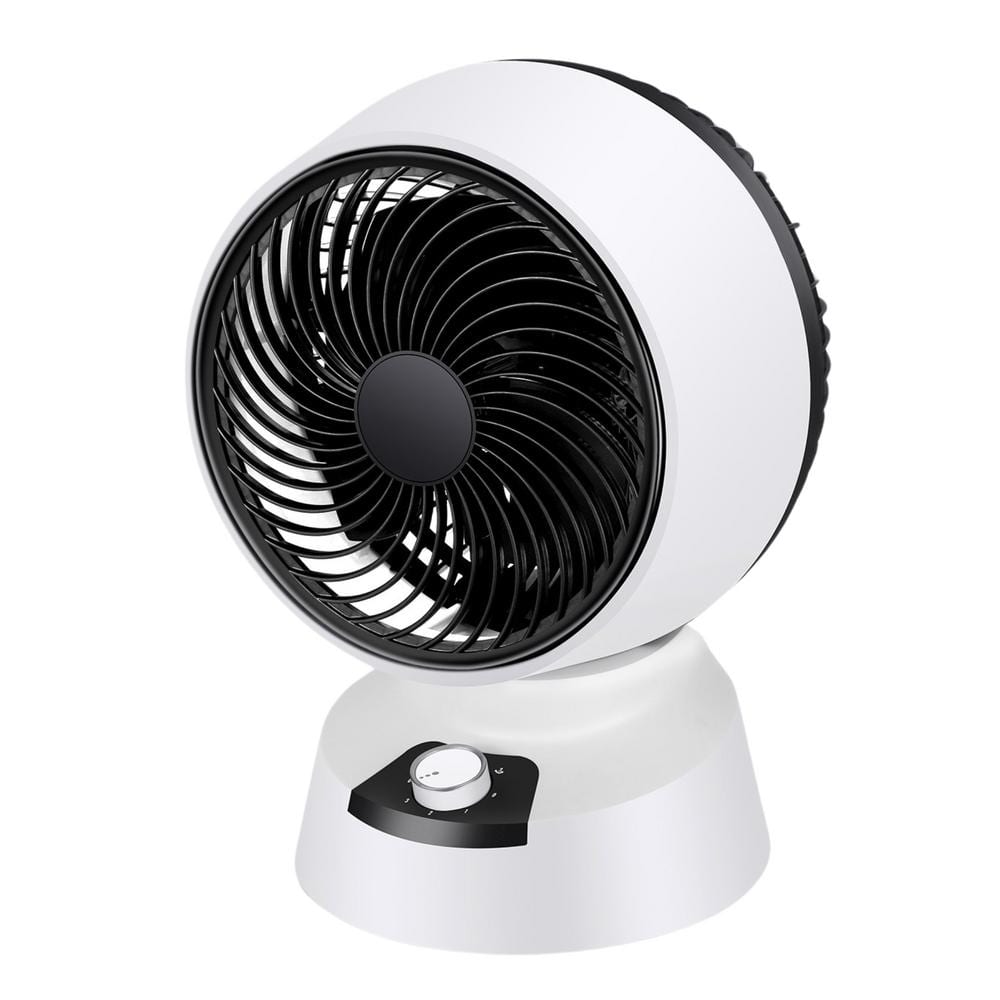 9 in. 3 Fan Speeds Desk Fan in Black White, Powerful Air Flow, Build-in Han