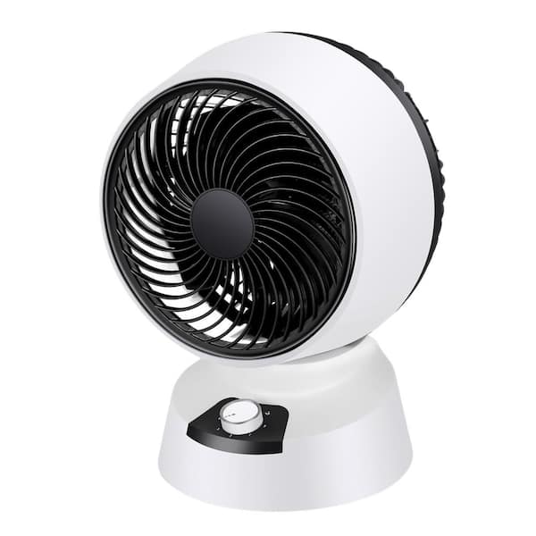 Adrinfly 9 in. 3 Fan Speeds Desk Fan in Black White, Powerful Air Flow, Build-in Handle and Convenient Button for Indoor Use