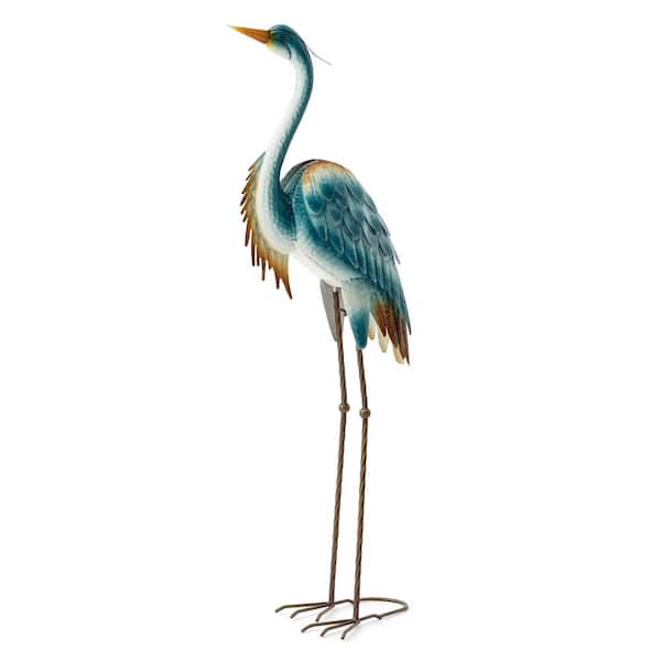Glitzhome 40 in. H Metal Standing Crane  Garden Statue with Stakes