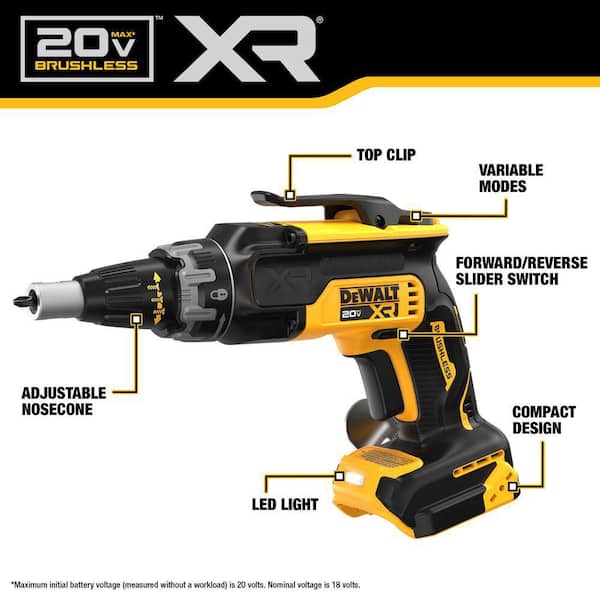 XR 20V Max Lithium-Ion Cordless Brushless Screw Gun with Powerstack 20V Lithium-Ion 5.0Ah Battery Pack