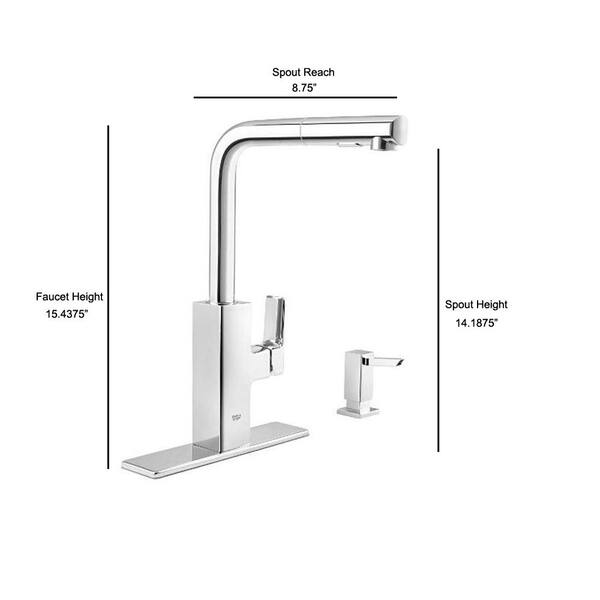 Tallinn Single-Handle Pull-Out Sprayer Kitchen Faucet with Soap Dispenser in StarLight Chrome Tallinn Single-Handle Pull-Out Sprayer Kitchen Faucet with Soap Dispenser in StarLight Chrome