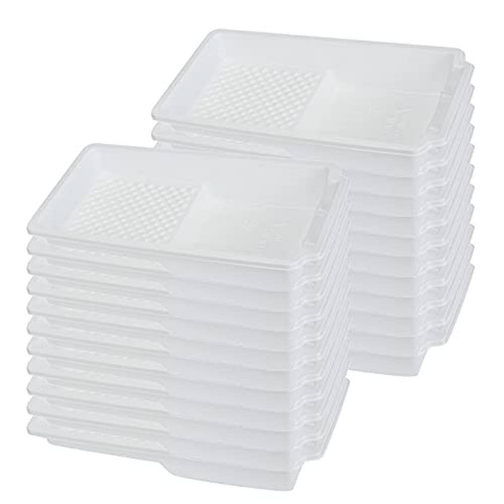 KEILEOHO 24 Pcs Paint Tray Liner Small for 4 inch Rollers Disposable Liners Roller Plastic Pan Trays Deep Ribbed Textured Well at MechanicSurplus.com 1