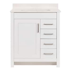 Westcourt 31 in. W x 22 in. D x 39 in. H Single Sink Bath Vanity in White with Pulsar Stone Composite Top