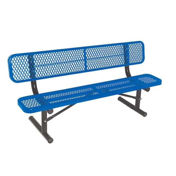 6 ft. Diamond Blue Portable Commercial Park Bench with Back Surface Mount