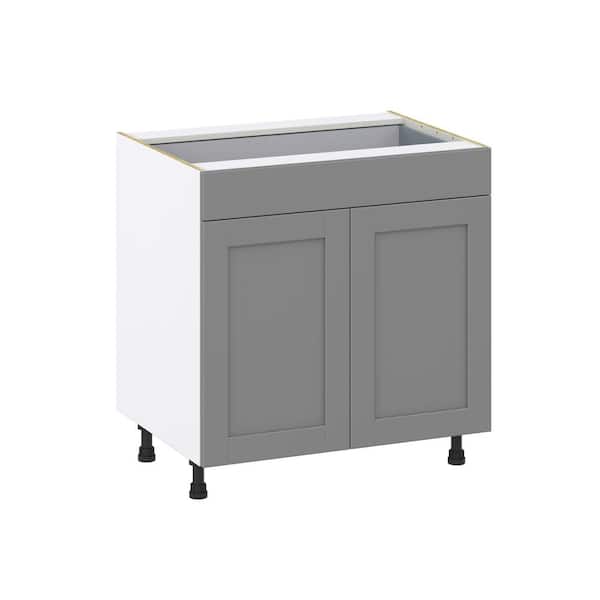 J COLLECTION Roseland 33 in. W x 24 in. D x 34.5 in. H Assembled Shaker Base Kitchen Cabinet in Slate Gray with Drawers