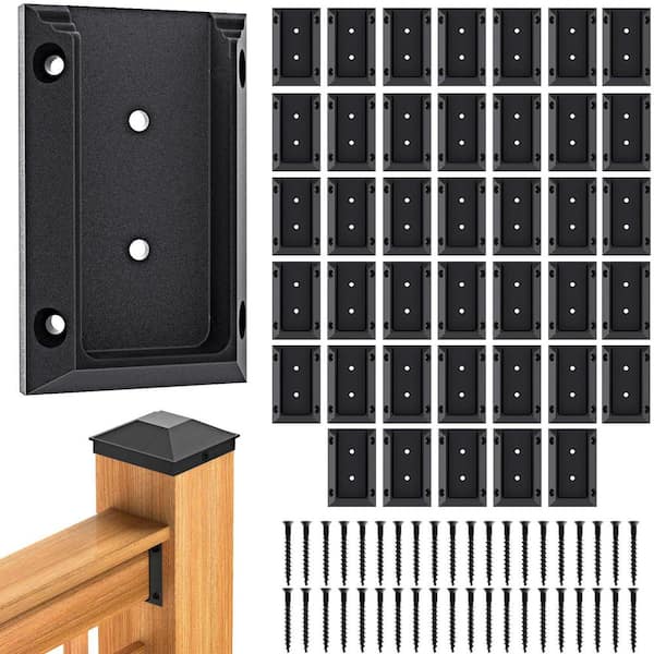2 in. x 4 in. Deck Railing Bracket Connectors with 240-Pieces Coating Screws for Wood Lumber Fence Post (40-Pack)