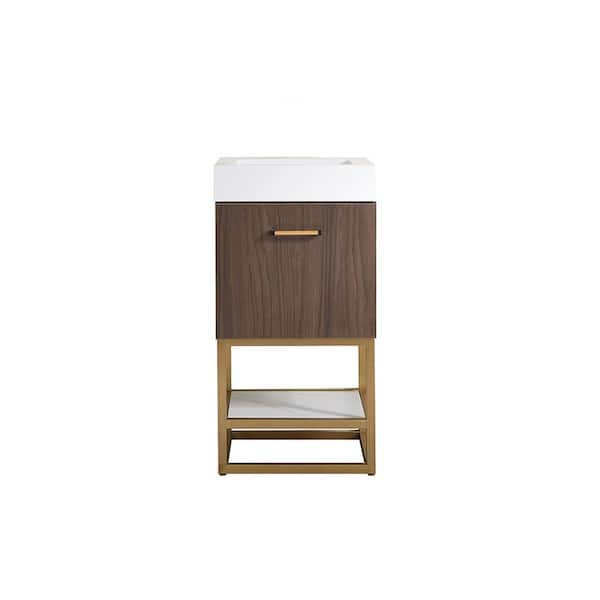 ROSWELL Toledo 18 in. W x 18 in. D x 34 in. H Bath Vanity in Dark Walnut with White Composite Stone Top